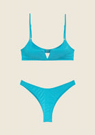 Bikini Donna F**K Top con Ferretto e Slip Americano Fisso Turchese 1143TQ