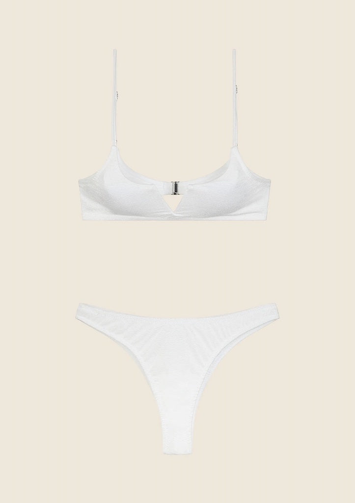 Bikini Donna F**K Top con Ferretto e Slip Americano Fisso Bianco 1143WH