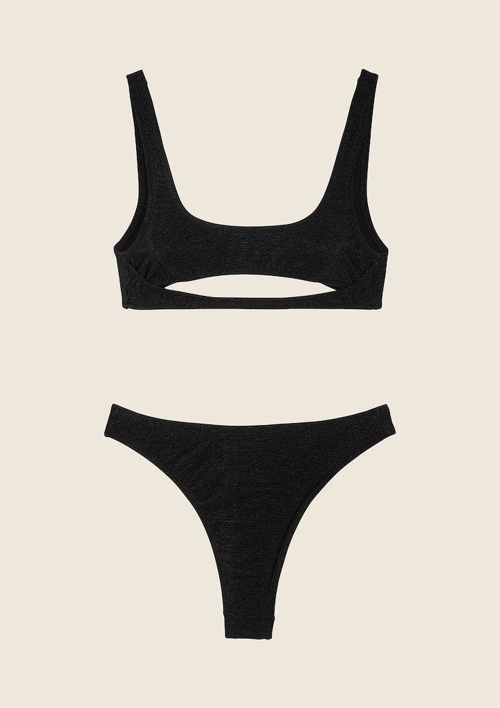 Bikini Donna F**K Top con Slip Vita Alta Nero 1144BK