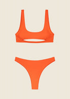 Bikini Donna F**K Top con Slip Vita Alta Arancione Fluo 1144FO