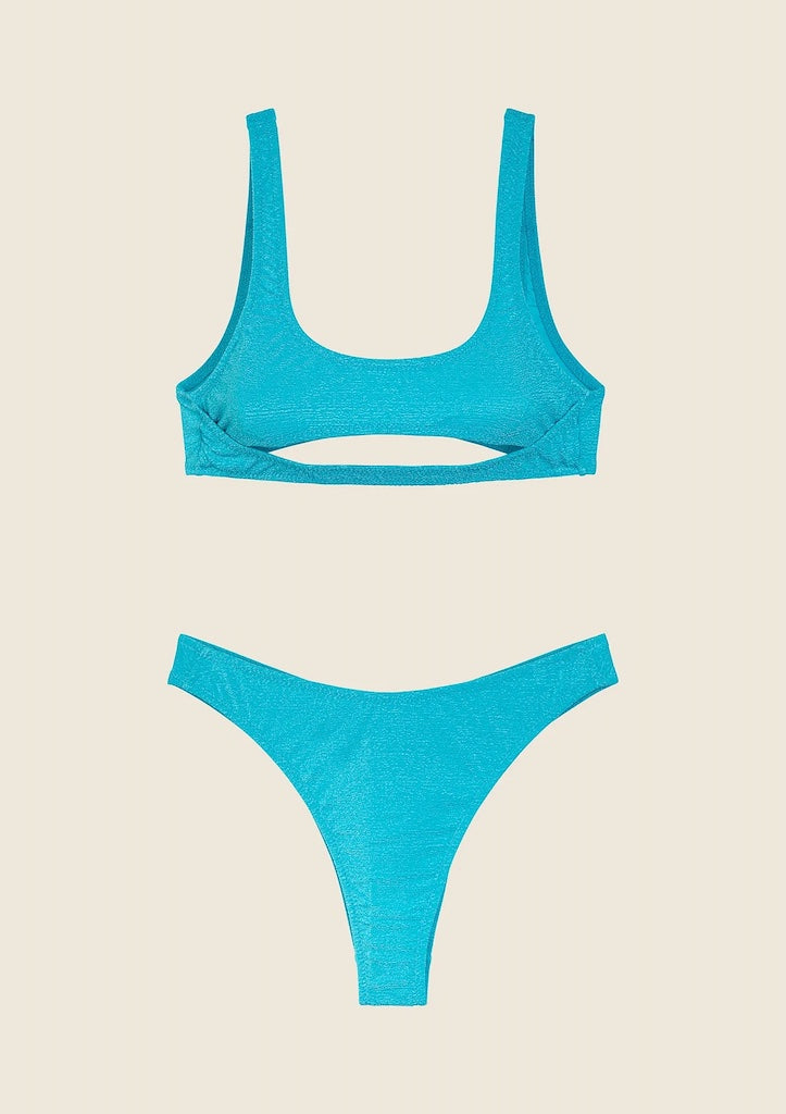 Bikini Donna F**K Top con Slip Vita Alta Turchese 1144TQ