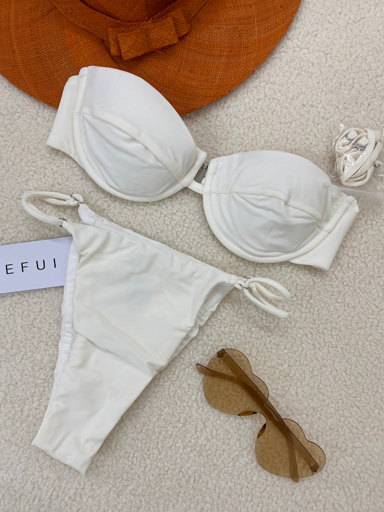 Bikini Donna Me Fui Reggiseno Con Ferretto e Slip Regolabile Bianco 0101_WH