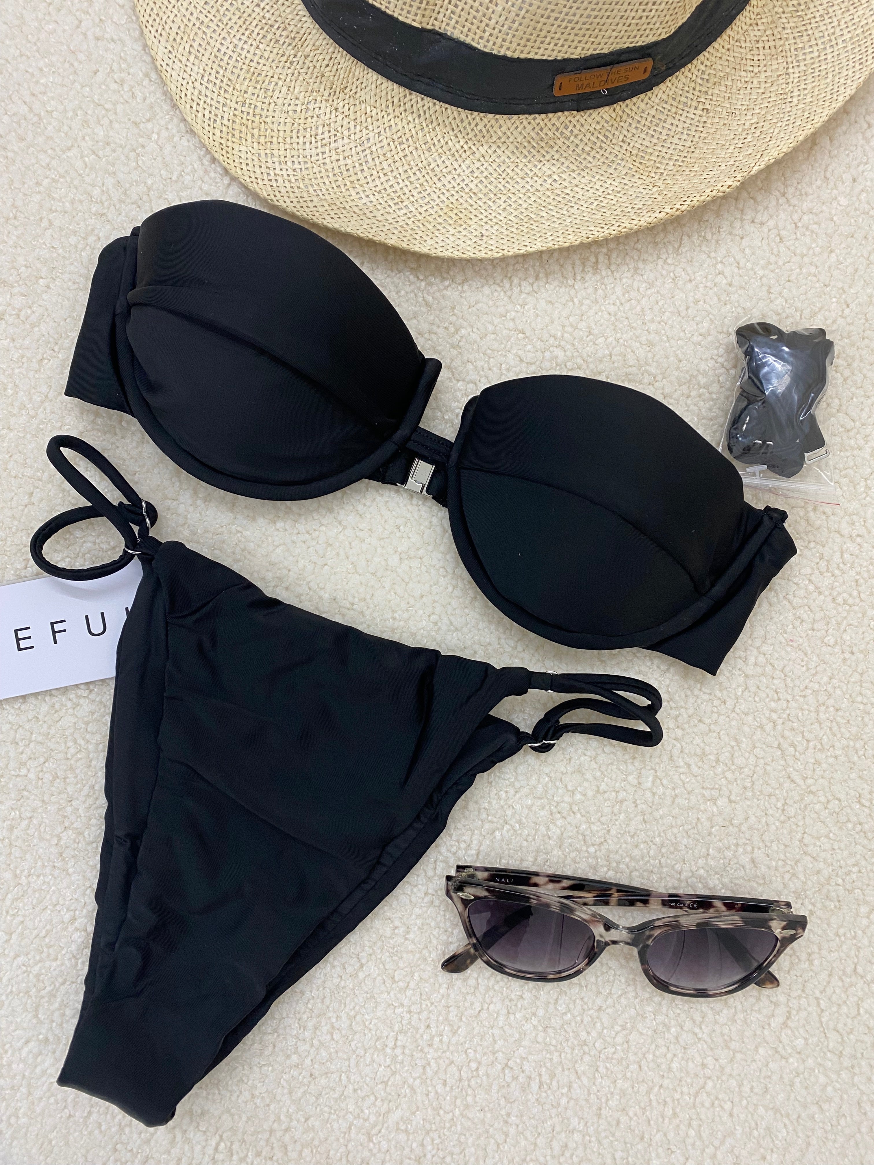 Bikini Donna Me Fui Reggiseno Con Ferretto e Slip Regolabile Nero 0101_BK