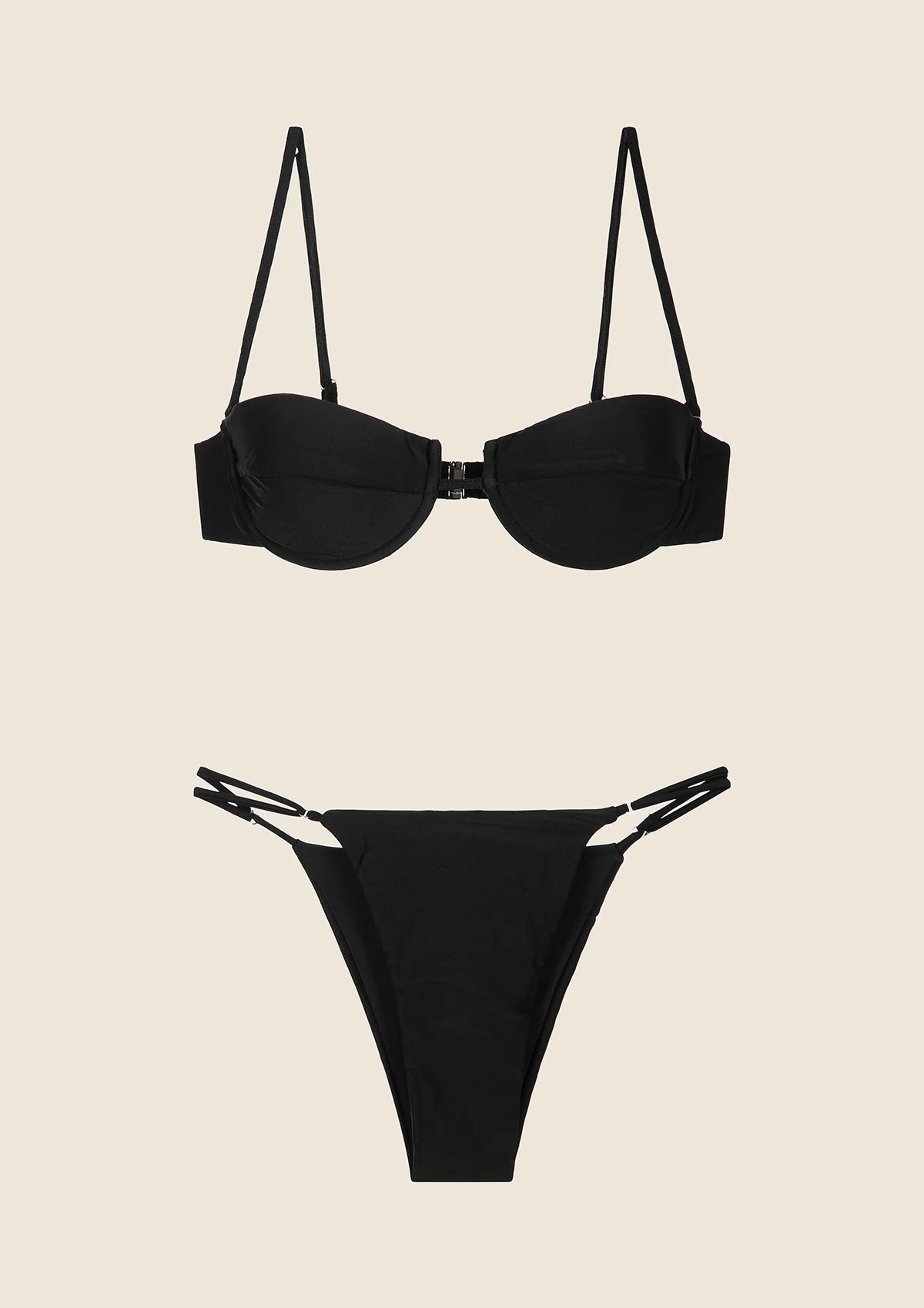 Bikini Donna Me Fui Reggiseno Con Ferretto e Slip Regolabile Nero 0101_BK