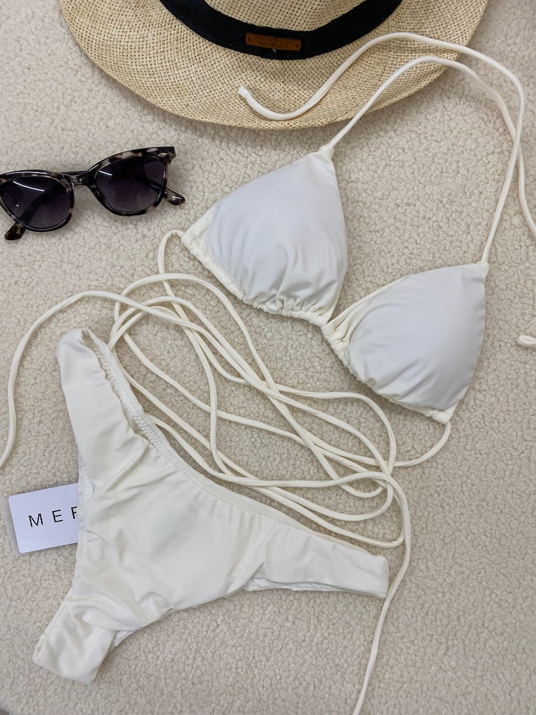 Bikini Donna Me Fui Triangolo con Slip Fisso Bianco 0100_WH