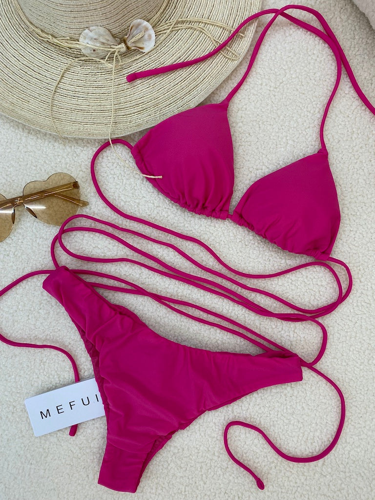 Bikini Donna Me Fui Triangolo con Slip Fisso Fucsia 0100_FX