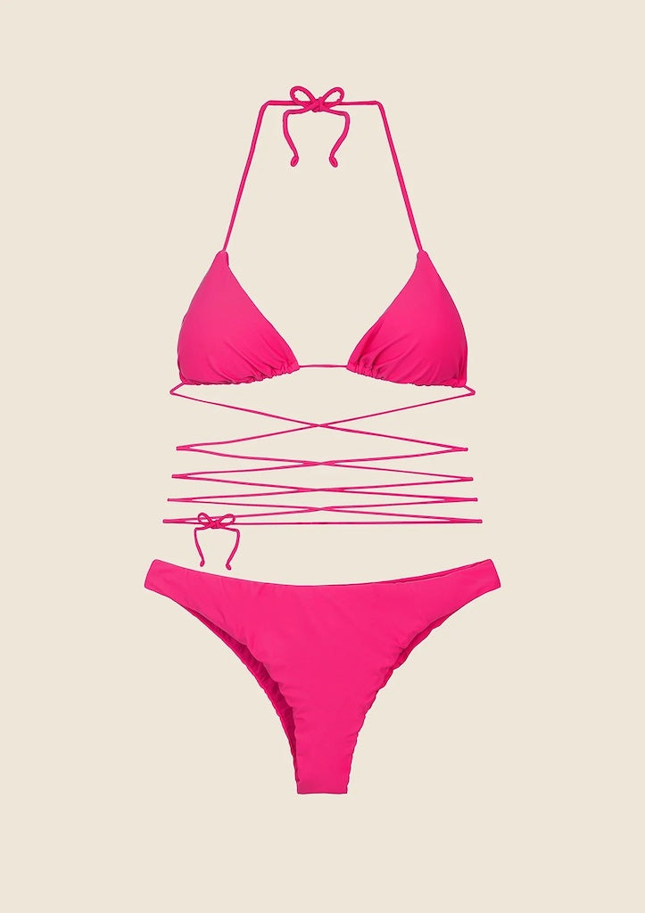 Bikini Donna Me Fui Triangolo con Slip Fisso Fucsia 0100_FX