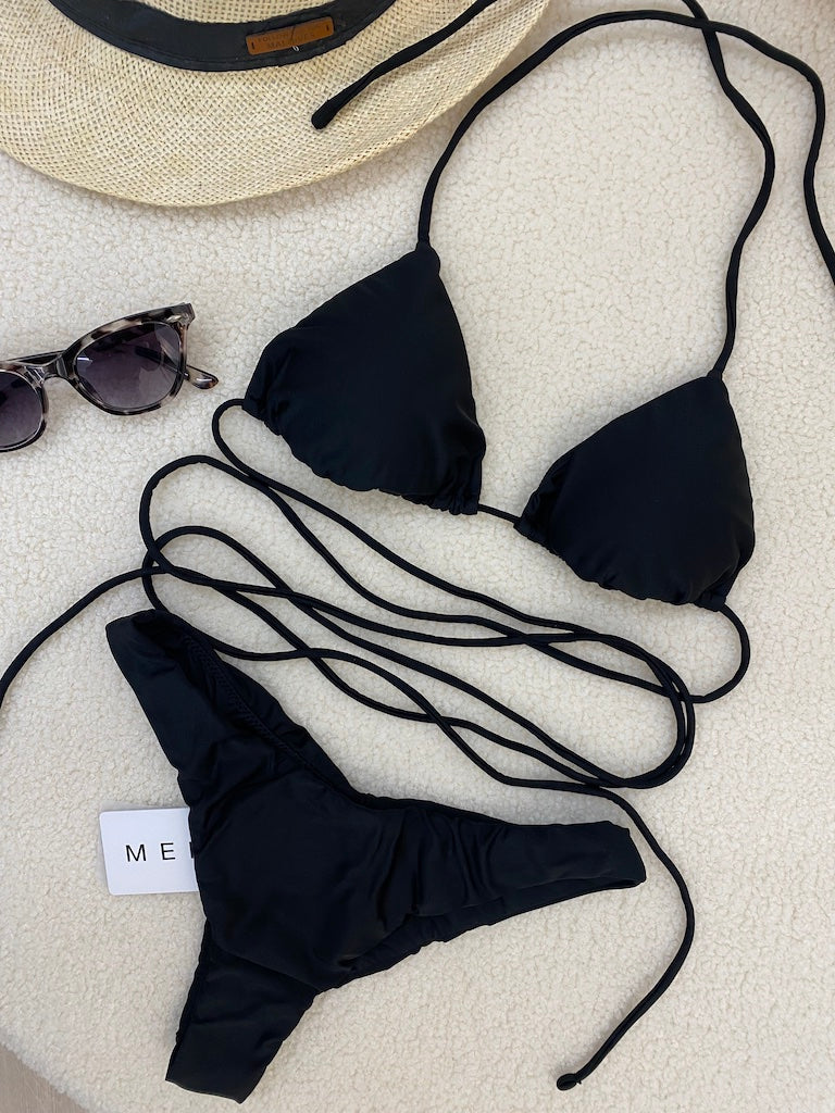 Bikini Donna Me Fui Triangolo con Slip Fisso Nero 0100_BK