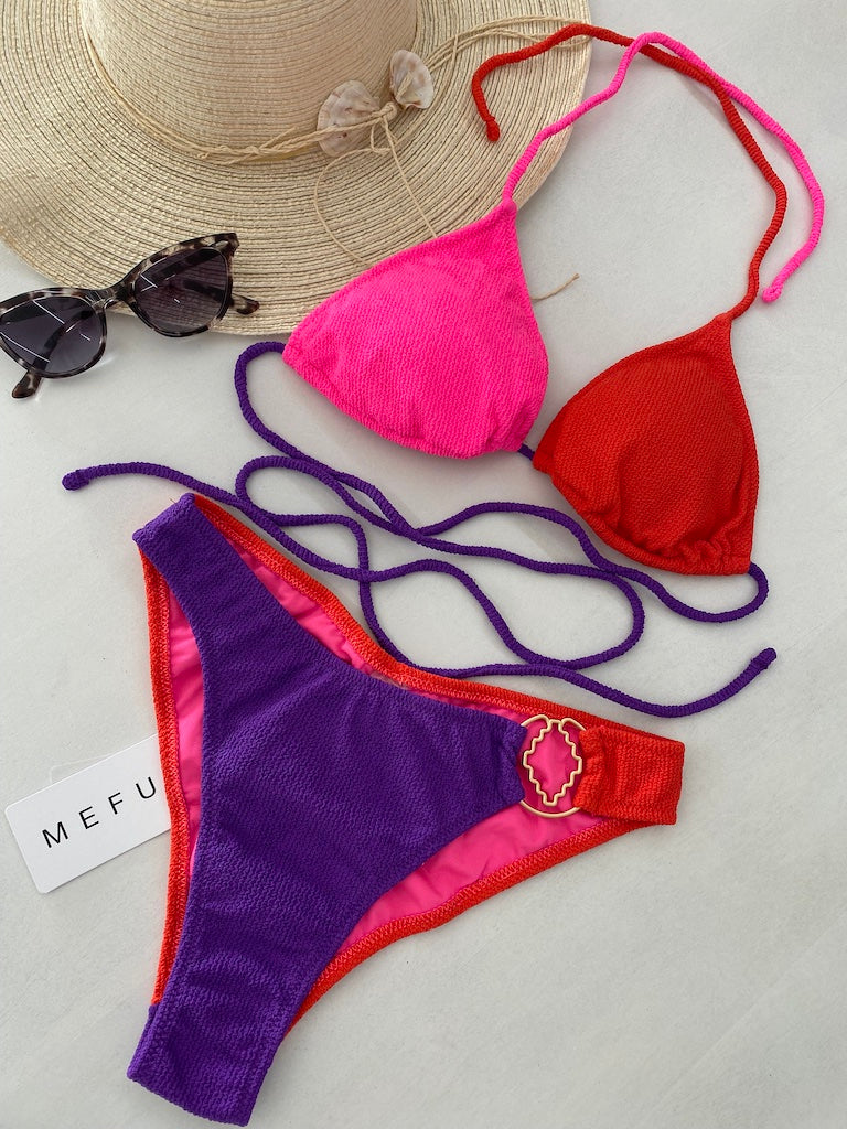 Bikini Donna Me Fui Triangolo con Slip Fisso Color Block 0500RD