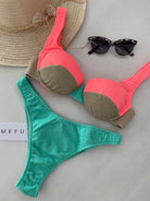 Bikini Donna Me Fui Reggiseno con Ferretto e Slip Americano Fisso Color Block 0502CR