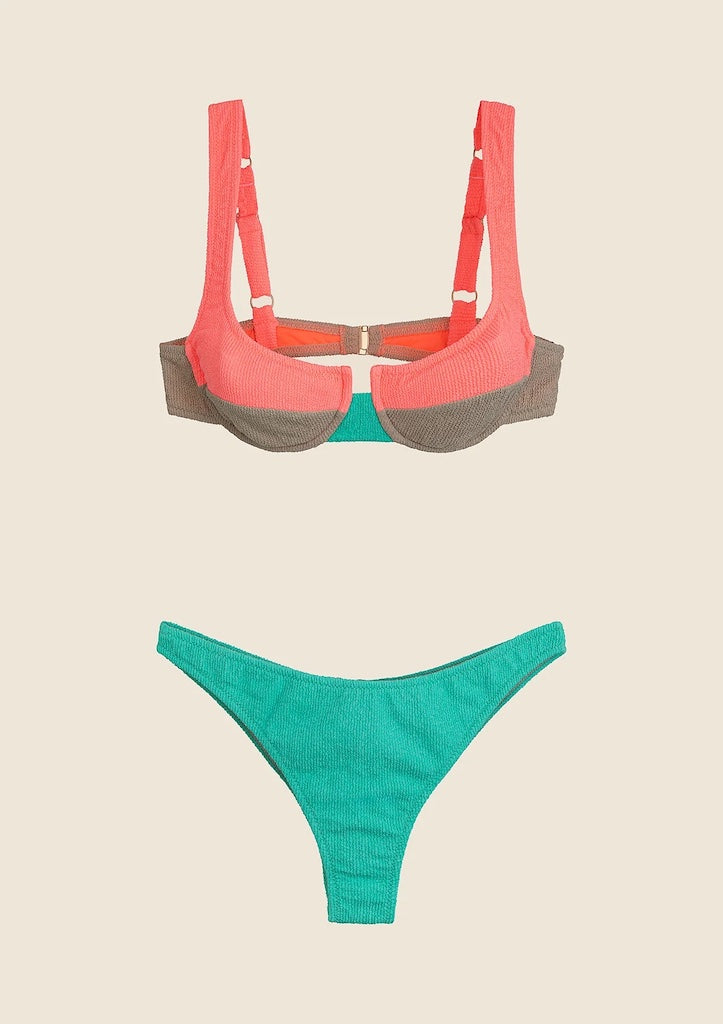 Bikini Donna Me Fui Reggiseno con Ferretto e Slip Americano Fisso Color Block 0502CR