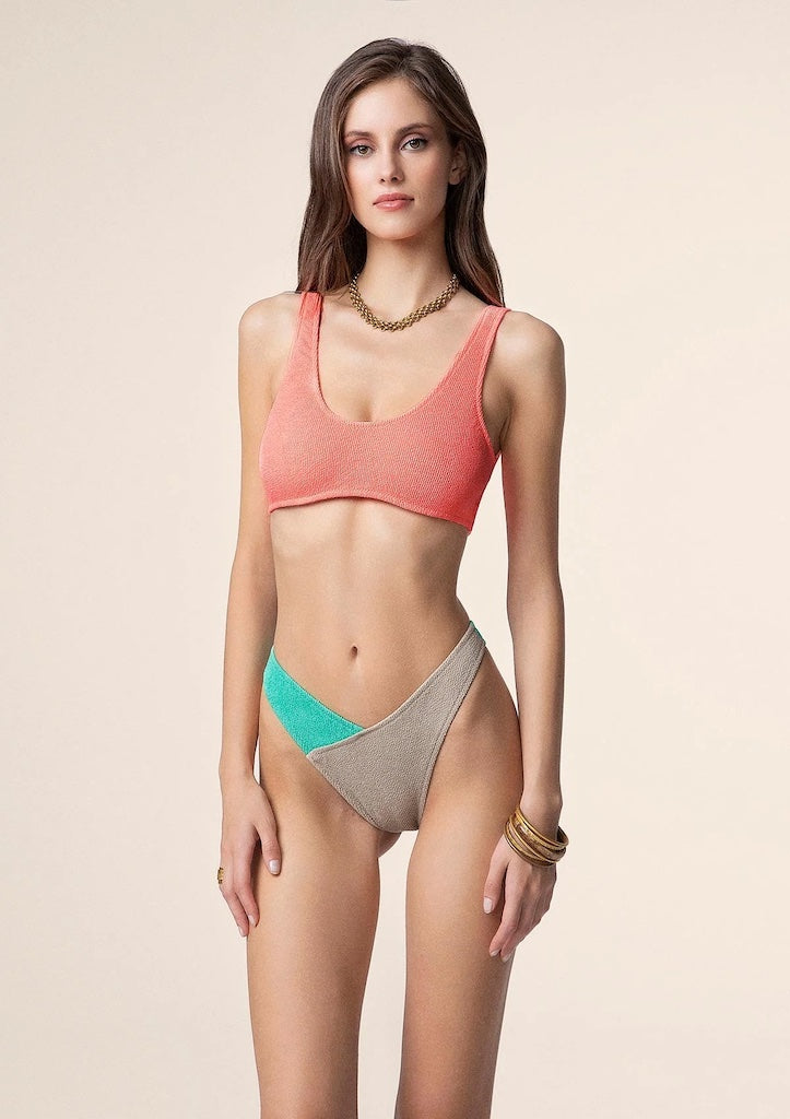 Bikini Donna Me Fui Top con Slip Americano Fisso Color Block 0503CR