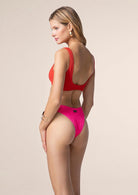 Bikini Donna Me Fui Top con Slip Americano Fisso Color Block 0503RD
