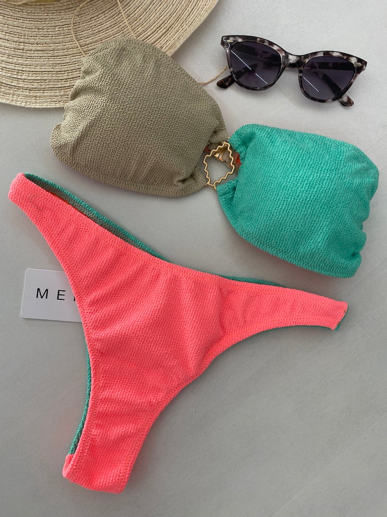 Bikini Donna Me Fui Fascia con Slip Fisso Color Block 0501CR