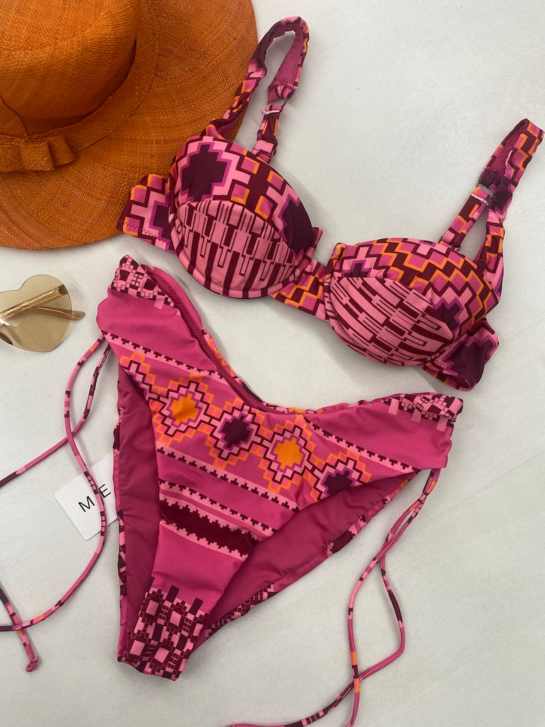 Bikini Donna Me Fui Reggiseno con Ferretto e Slip Americano Coprente Fantasia 0641X30