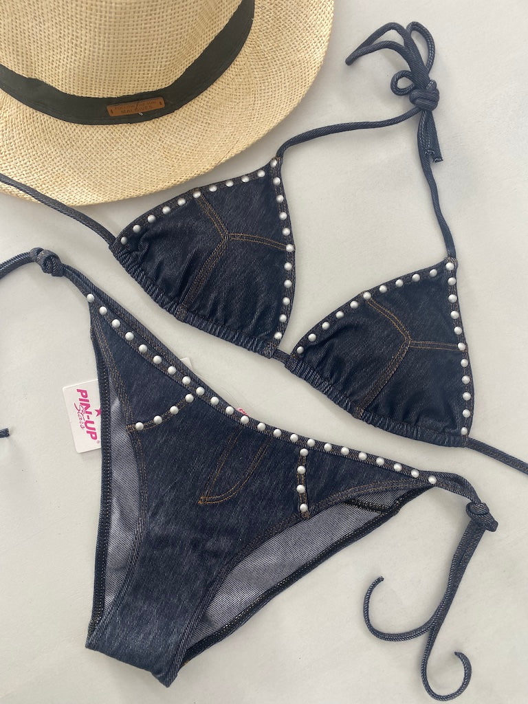 Bikini Triangolo Jeans Borchie Pin Up Stars