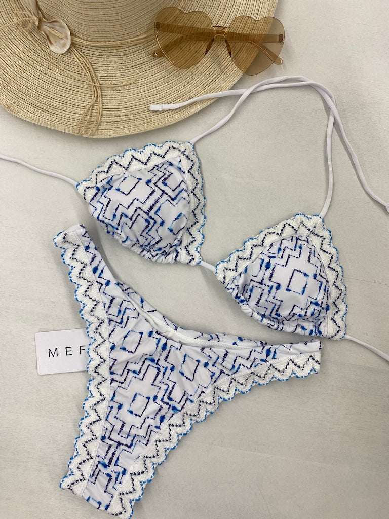 Bikini Donna Me Fui Triangolo con Slip Americano Fisso Fantasia 0010X01