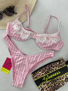 Bikini Donna 4Giveness Balconcino con Slip V Vertical Lines Rosa 5118