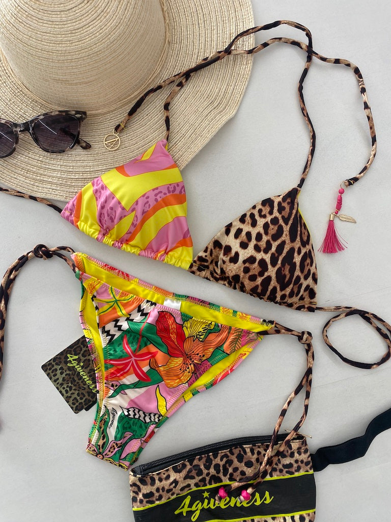 Bikini Donna 4Giveness Triangolo con Slip Laccetti Fantasia 5159