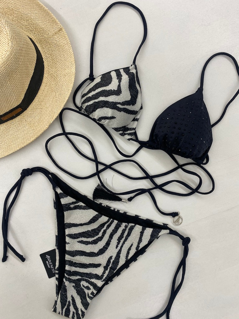 Bikini Donna 4Giveness Triangolo con Slip Laccetti in Lurex Stampato 4908