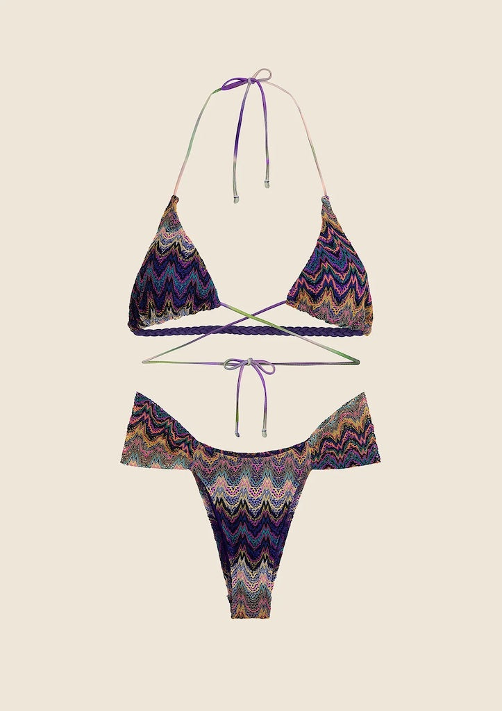 Bikini Donna Me Fui Triangolo Alto con Slip Fisso Fantasia 0411PR