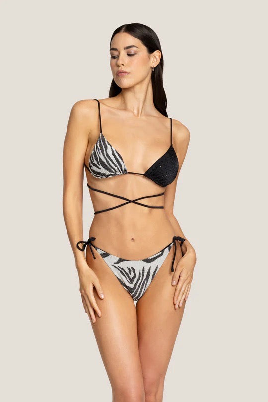 Bikini Donna 4Giveness Triangolo con Slip Laccetti in Lurex Stampato 4908