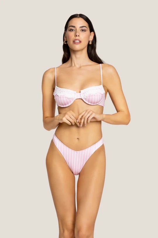 Bikini Donna 4Giveness Balconcino con Slip V Vertical Lines Rosa 5118