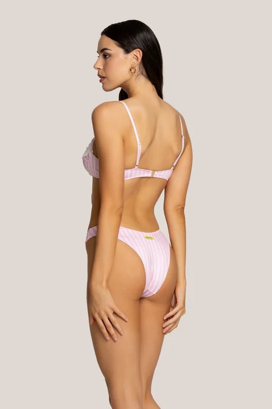 Bikini Donna 4Giveness Balconcino con Slip V Vertical Lines Rosa 5118
