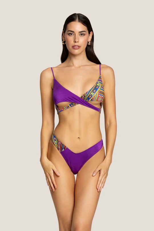 Bikini Donna 4Giveness Top Incrocio e Slip V Fantasia 5017
