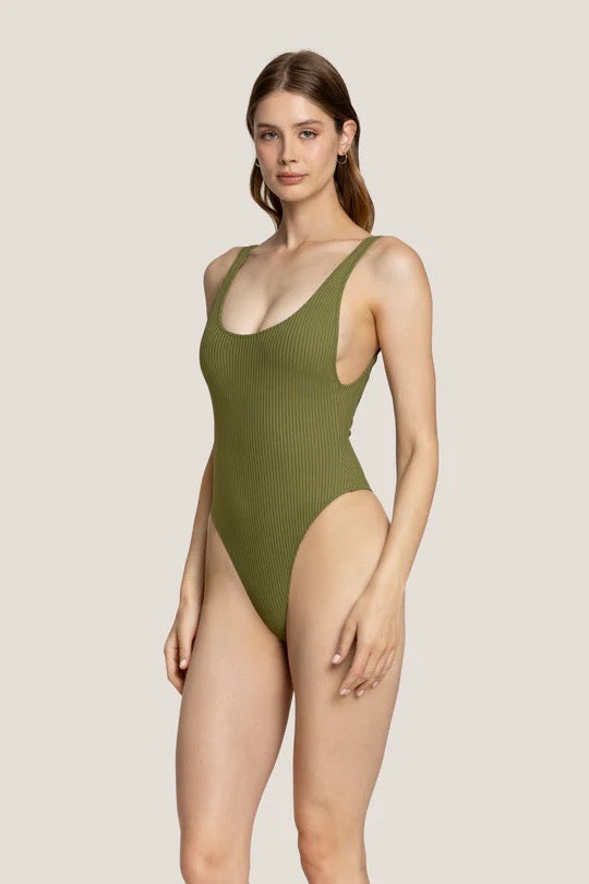 Costume Intero Donna Olimpionico 4Giveness a Coste Verde Militare 5237