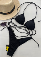Bikini Donna F**K Triangolo con Slip Americano Fisso Nero 1141BK