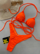 Bikini Donna F**K Triangolo con Slip Americano Arancione Fluo 1141FO