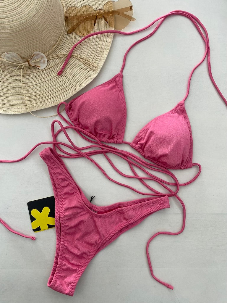 Bikini Donna F**K Triangolo con Slip Americano Fisso Fucsia 1141FX