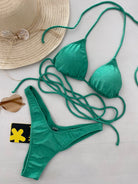 Bikini Donna F**K Triangolo con Slip Americano Fisso Verde 1141GN
