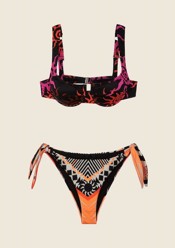 Bikini Donna F**K Reggiseno con Ferretto e Slip Regolabile Fantasia 2162X06