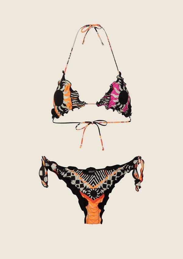 Bikini Donna F**K Triangolo con Slip Regolabile Fantasia 2212X05