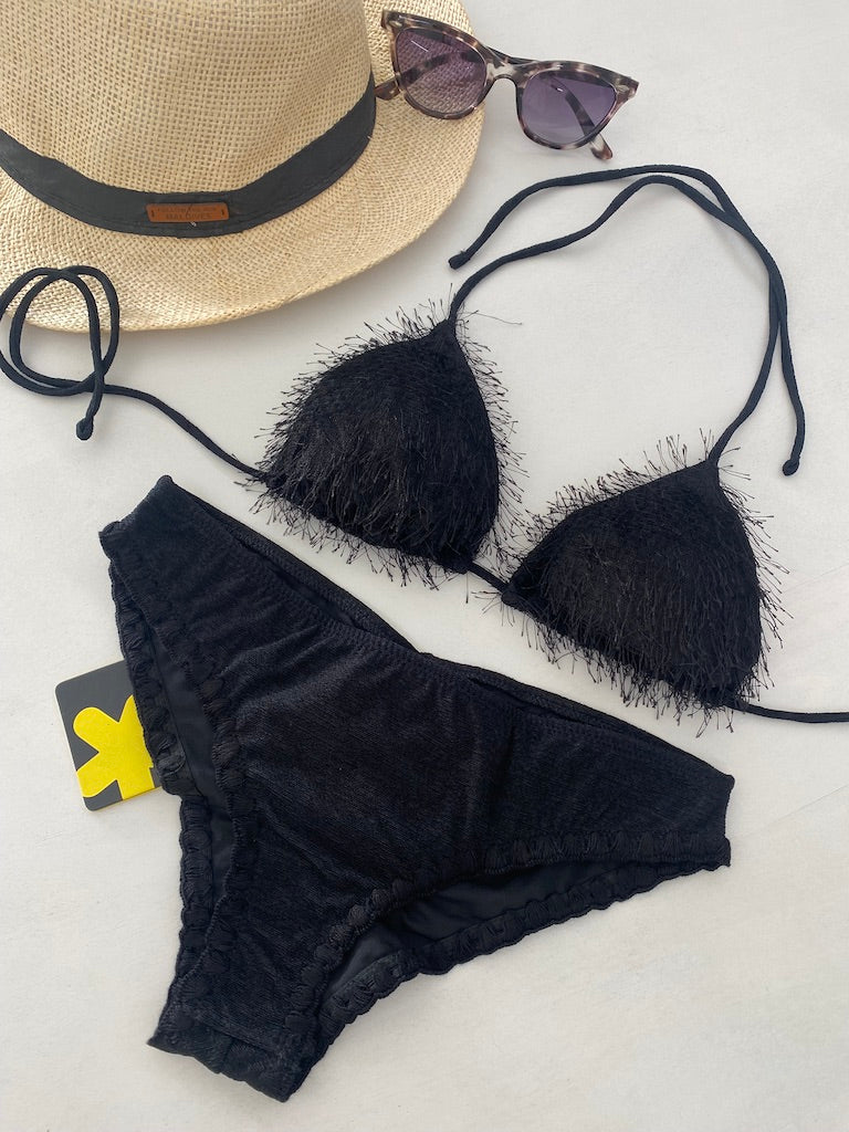 Bikini Donna F**K Triangolo con Slip Coulotte Nero 1120-BK