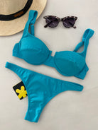 Bikini Donna F**K Reggiseno con Ferretto e Slip Americano Fisso Turchese 1142-TQ