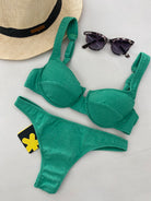 Bikini Donna F**K Reggiseno con Ferretto e Slip Americano Fisso Verde 1142GN