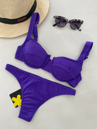 Bikini Donna F**K Reggiseno con Ferretto e Slip Americano Fisso Viola 1142-PR