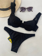 Bikini Donna F**K Reggiseno con Ferretto e Slip Americano Fisso Nero 1142BK