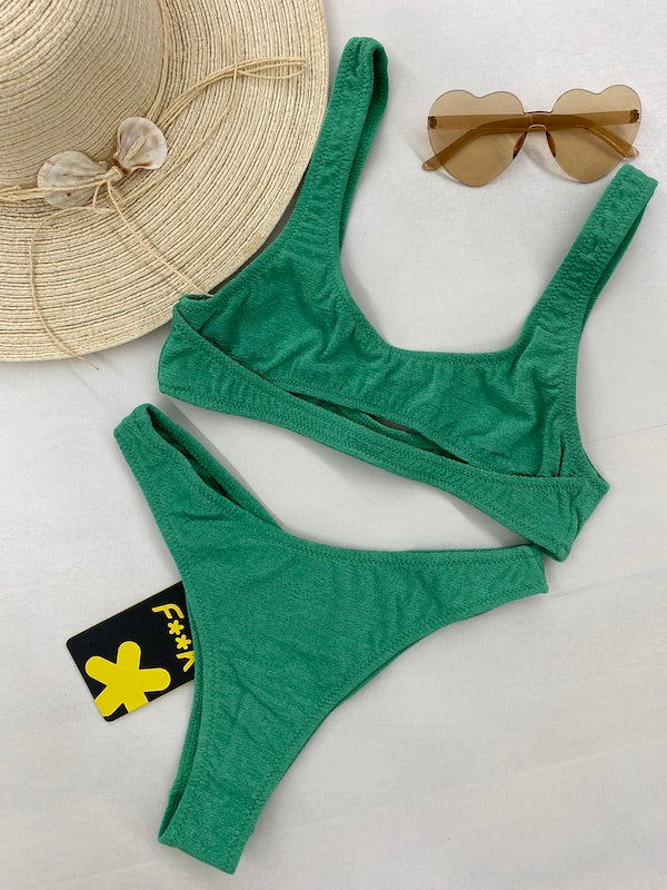 Bikini Donna F**K Top con Slip Vita Alta Verde 1144-GN