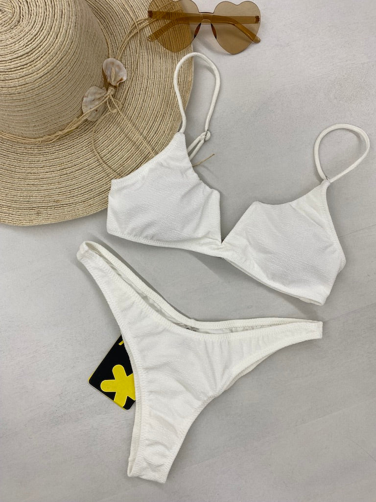 Bikini Donna F**K Top con Ferretto e Slip Americano Fisso Bianco 1143WH