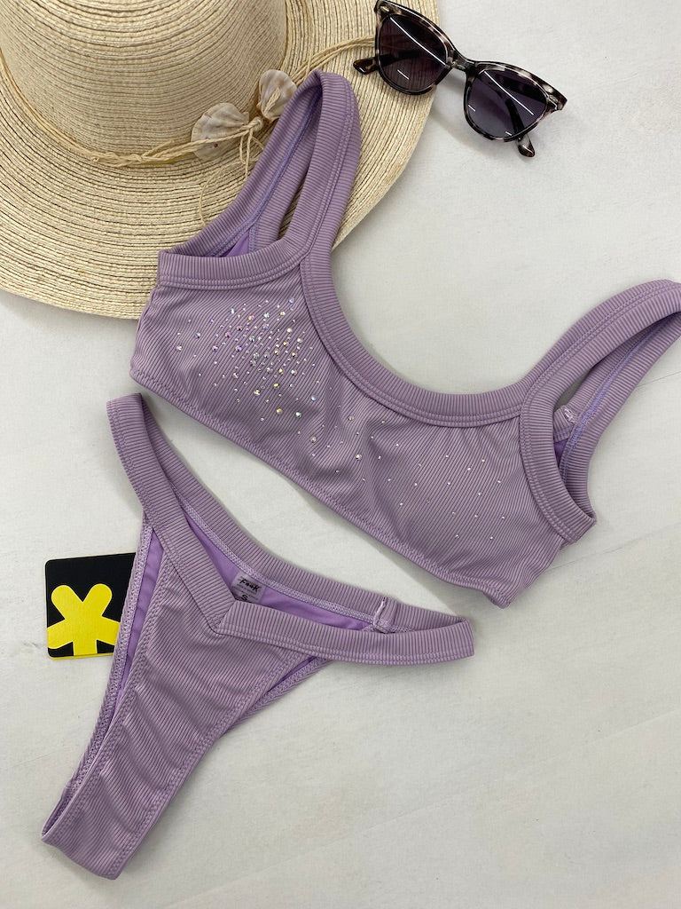 Bikini F**K Top con Slip Americano Fisso Lilla 0101LC