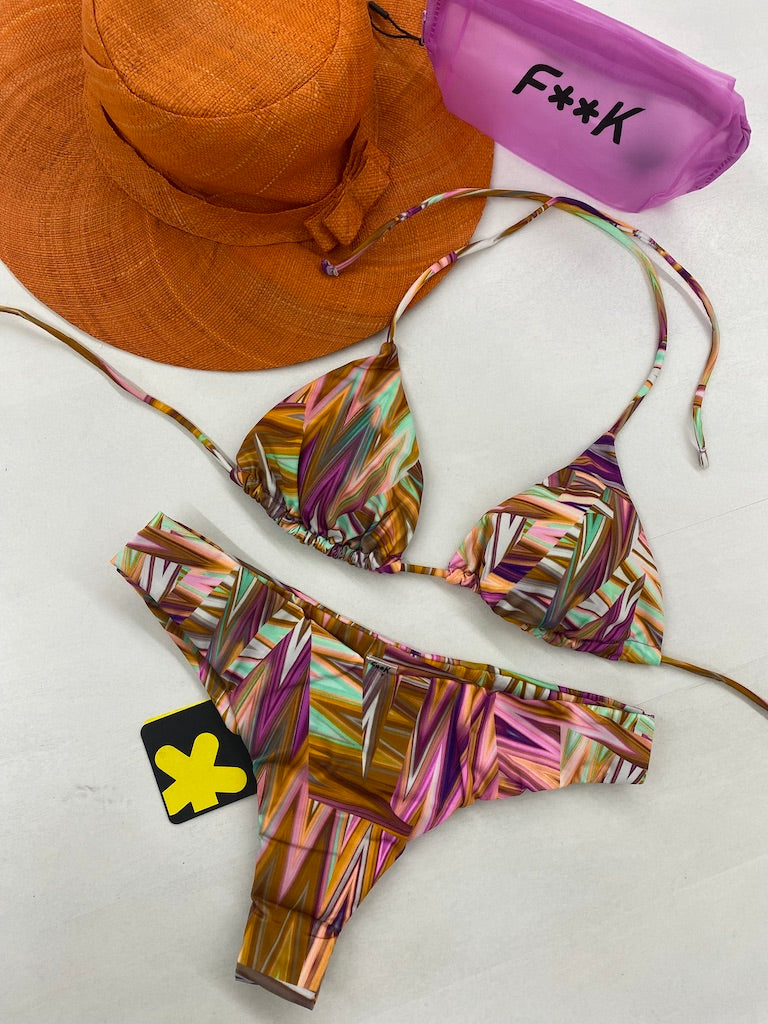Bikini Donna F**K Triangolo con Slip Americano Fisso Fantasia 2114X07