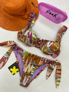 Bikini Donna F**K Reggiseno con Ferretto e Slip Regolabile Fantasia 2164X07