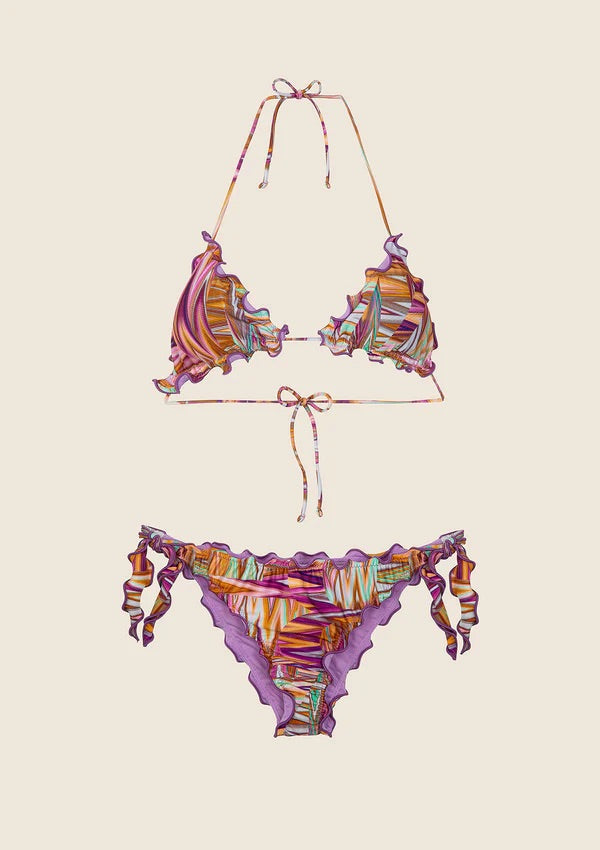 Bikini Donna F**K Triangolo con Slip Regolabile Fantasia 2214X07