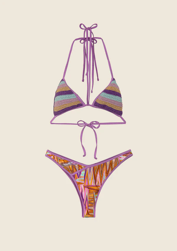 Bikini Donna F**K Triangolo con Slip Americano Fisso Fantasia 0910X07