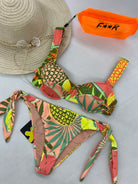Bikini Donna F**K Reggiseno con Ferretto e Slip Regolabile Fantasia 2158X15