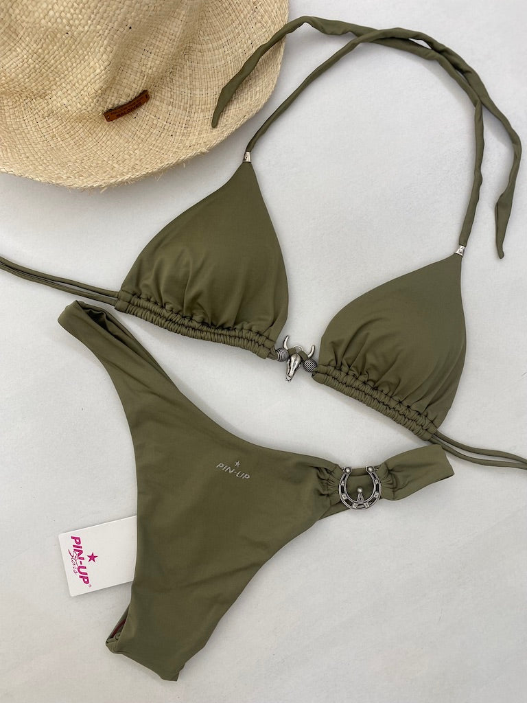 Bikini Donna Pin Up Stars a Triangolo Bufalo e Slip Small 